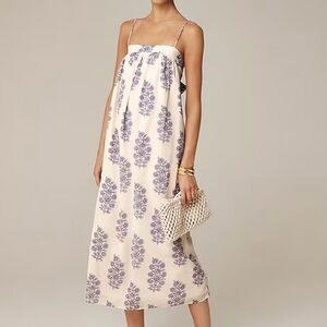 J. Crew Floaty midi dress in block-print cotton voile